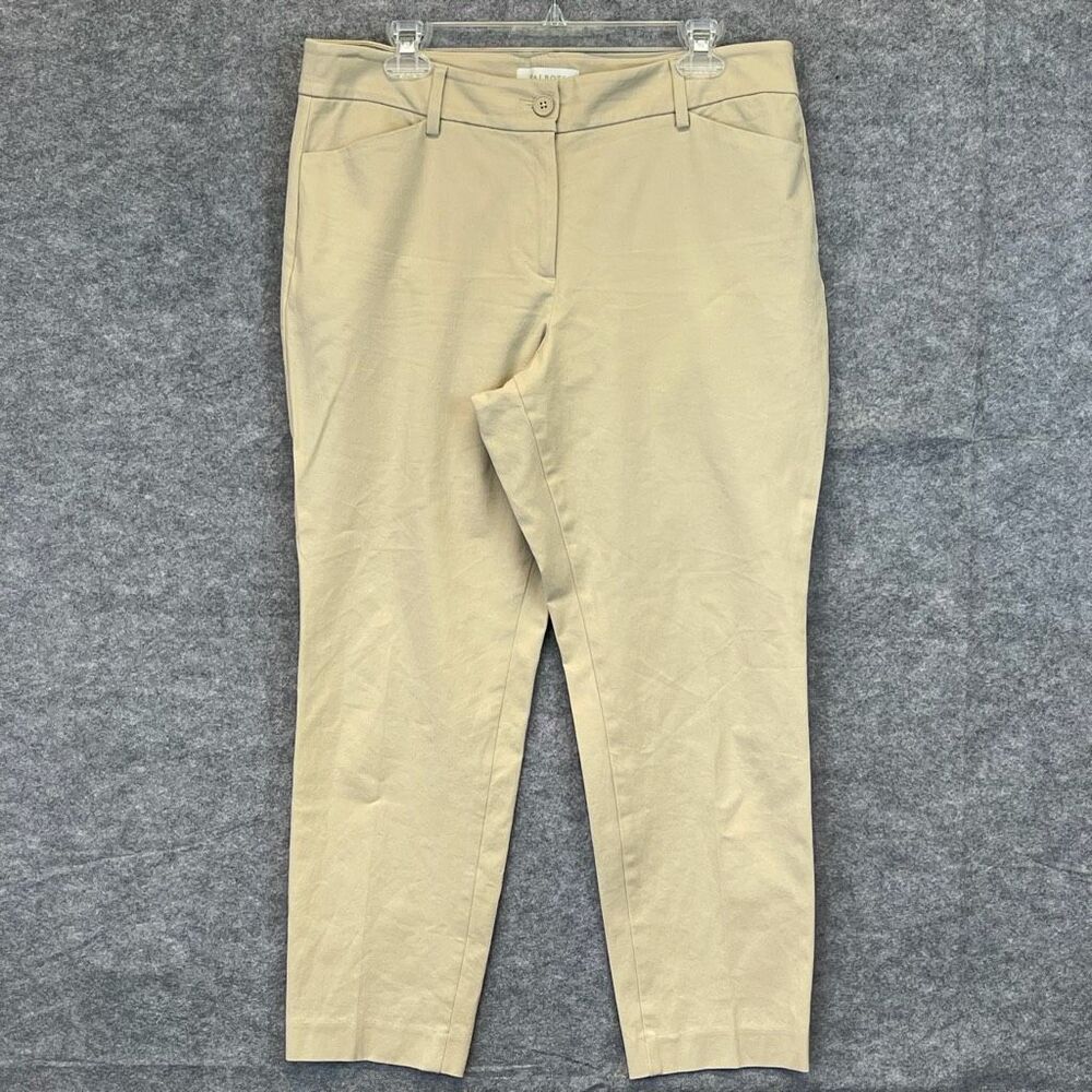 TALBOTS Pants Women’s Size 14P Beige Mid Rise‎ Curvy Straight Cropped Capsule